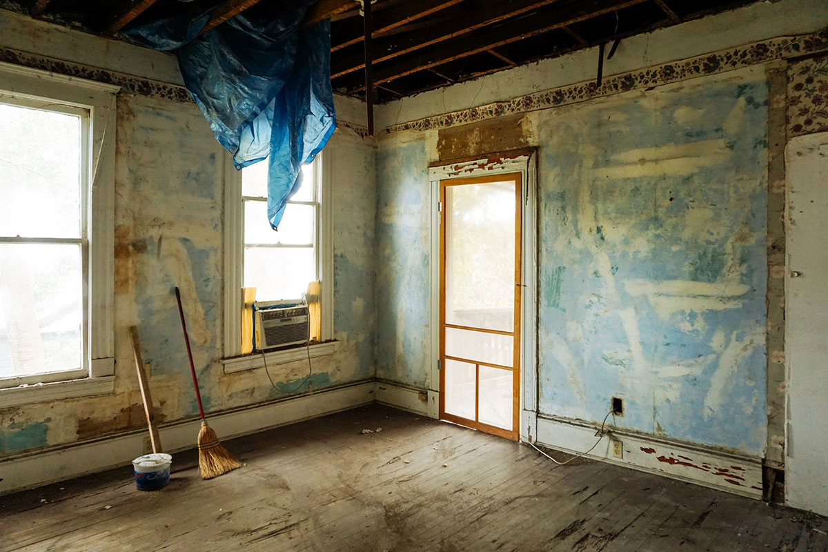 The interior of an old home under construction