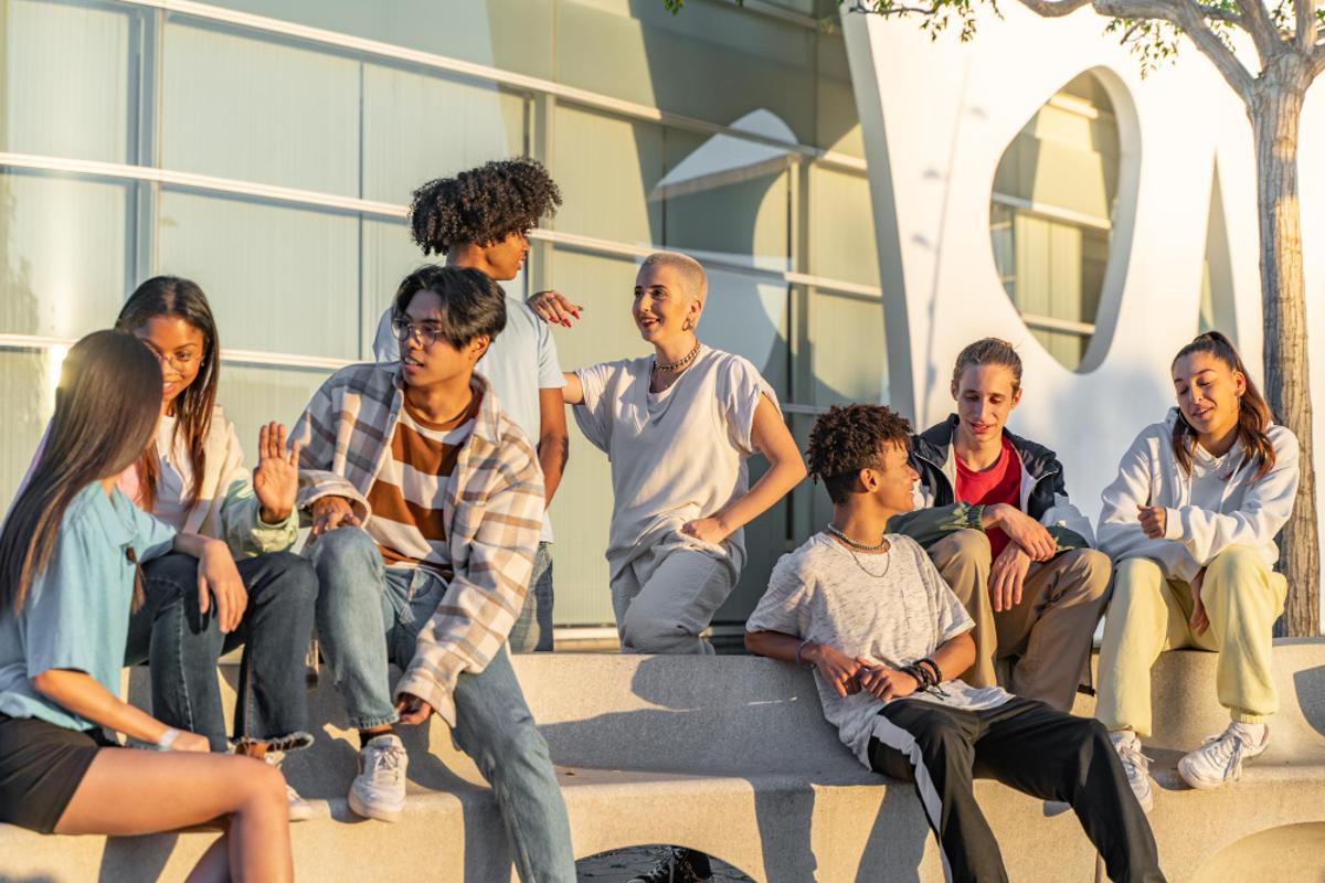 Children outside of a community centre